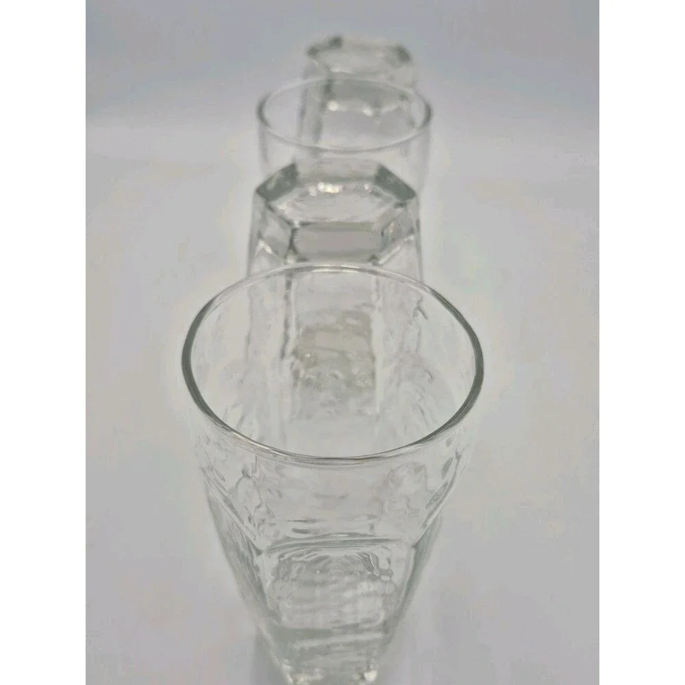Vintage Libbey Chivalry Clear Textured 16 Oz  Glasses Tumblers Highball 6.125